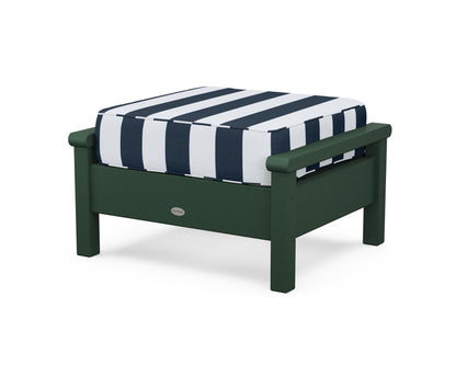 POLYWOOD® Harbour Deep Seating Ottoman in Green / Cabana Stripe Marine Indigo