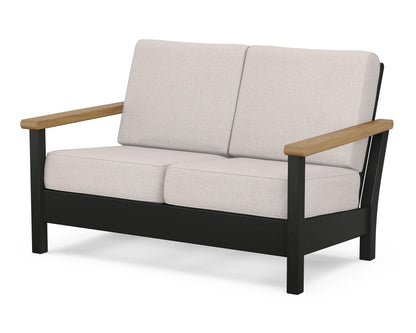 POLYWOOD® Harbour Deep Seating Loveseat in Black / Natural / Dune Burlap