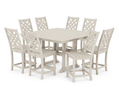 Country Living Wovendale Side Chair 9-Piece Square Counter Set with Trestle Legs in Sand