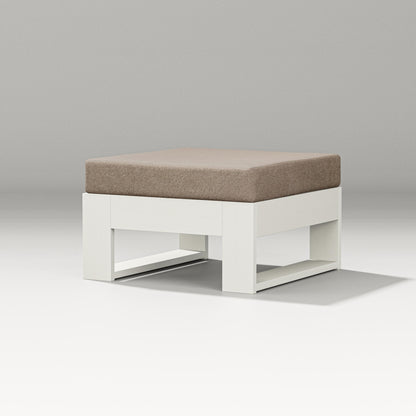 PW Designer Series Latitude Lounge Ottoman in Vintage White / Spiced Burlap