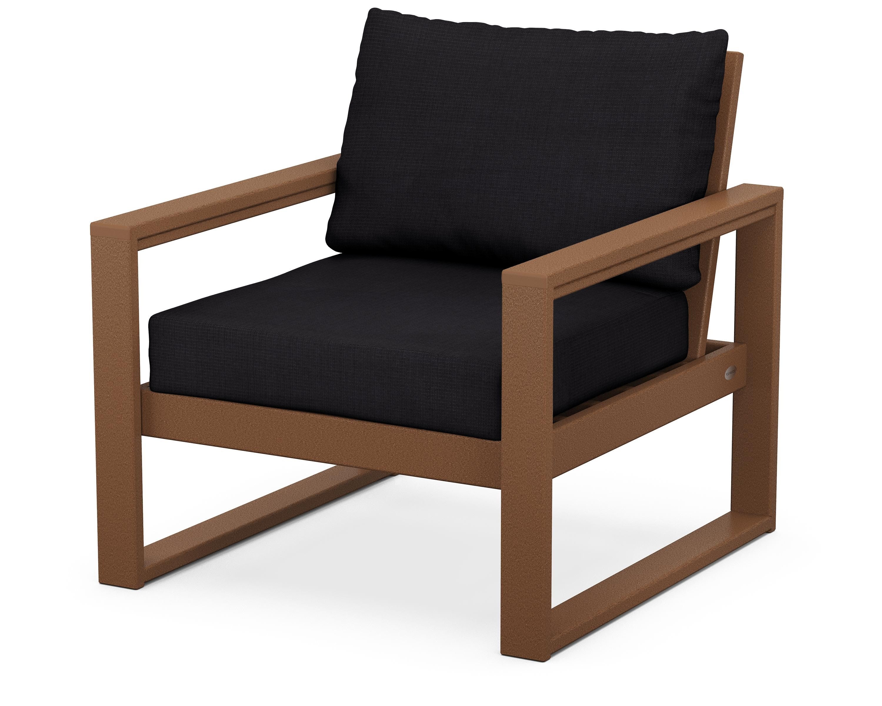 POLYWOOD® EDGE Club Chair in Teak / Midnight Linen