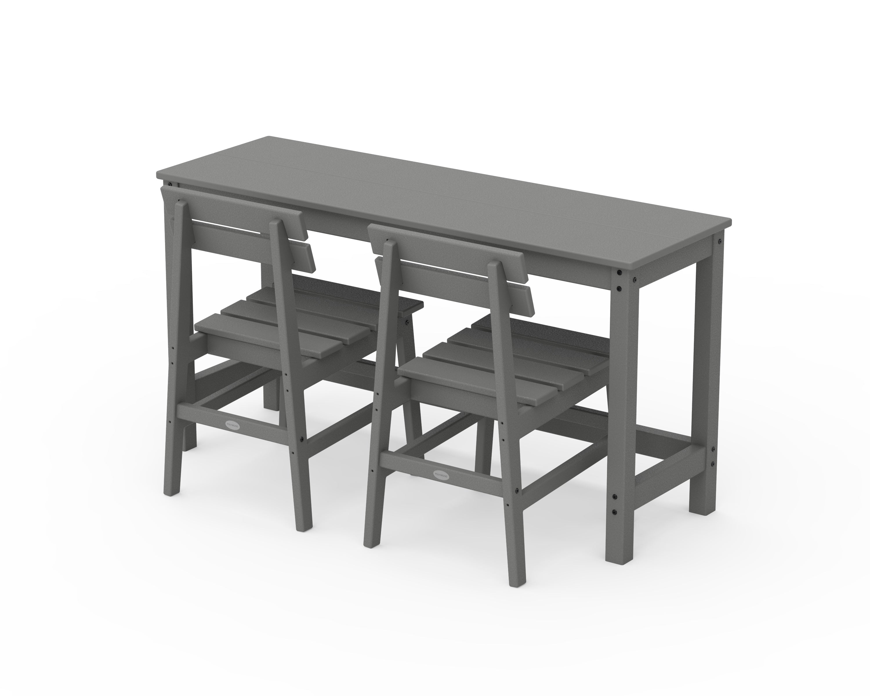 POLYWOOD® Modern Studio Plaza Chair 3-Piece Balcony Set in Slate Grey