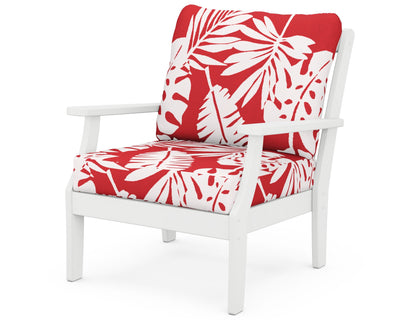 POLYWOOD® Braxton Deep Seating Chair in White / Leaf Crimson