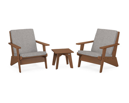 POLYWOOD® Riviera Modern Lounge 3-Piece Set in Teak / Grey Mist