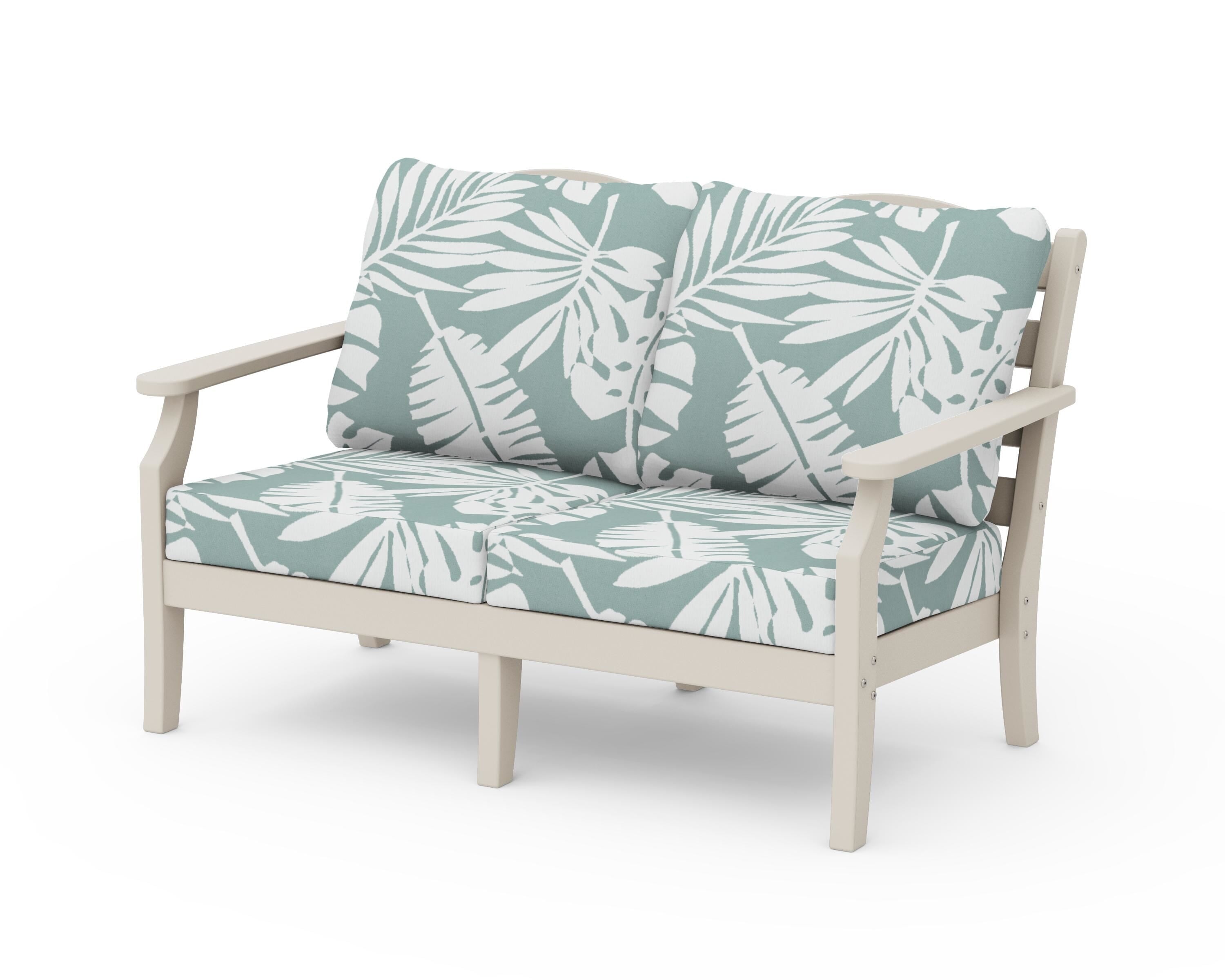 Draper James™ by  POLYWOOD® Savannah Deep Seating Loveseat in Sand / Leaf Glacier Spa