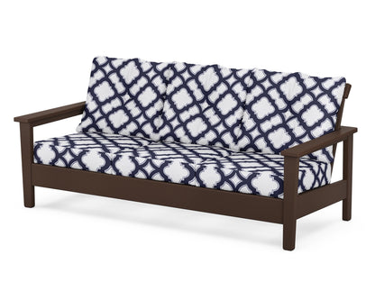 POLYWOOD® Prescott Deep Seating Sofa in Mahogany / Trellis Navy