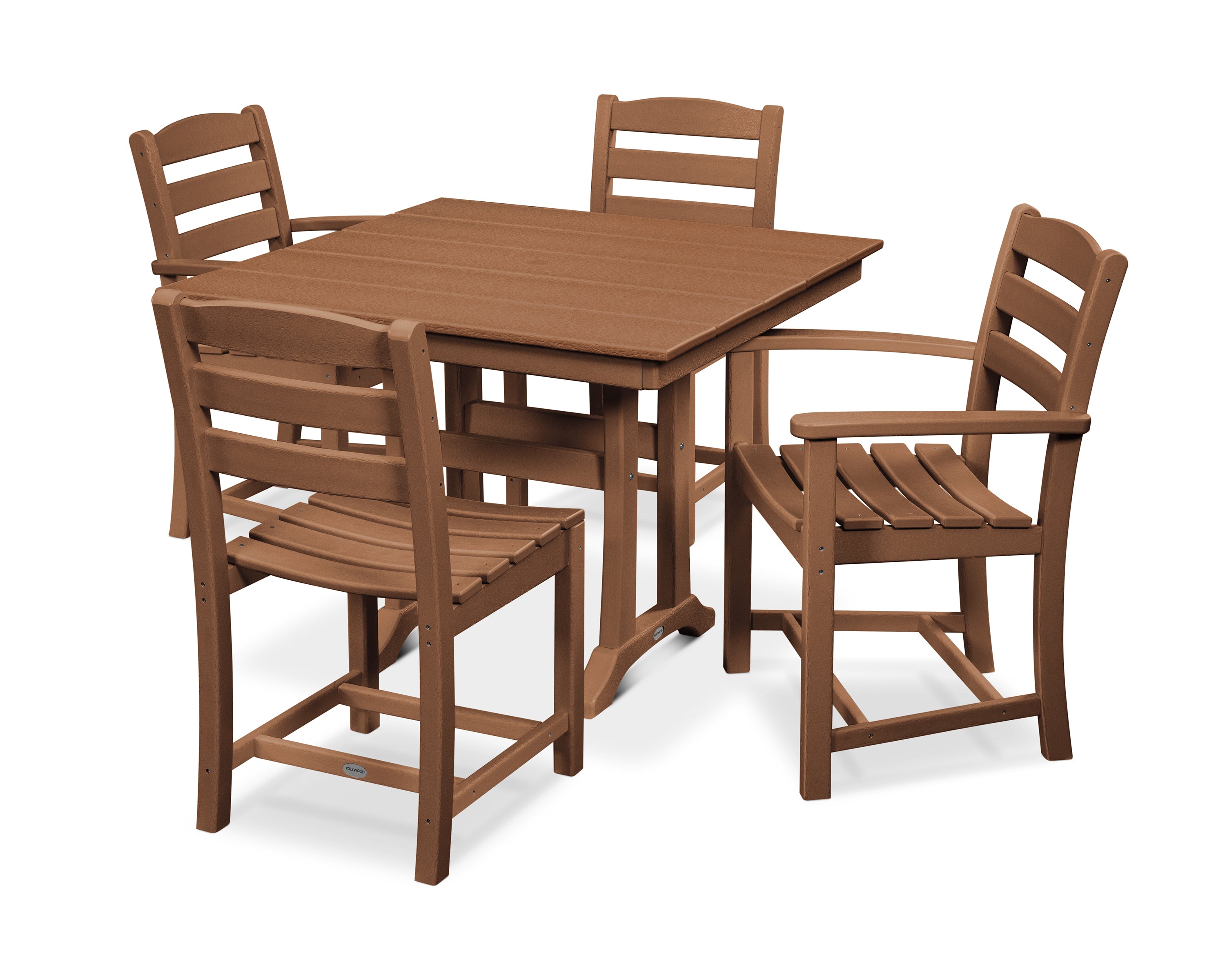 POLYWOOD® La Casa Café 5-Piece Farmhouse Dining Set with Trestle Legs in Teak