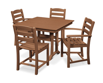 POLYWOOD® La Casa Café 5-Piece Farmhouse Dining Set with Trestle Legs in Teak