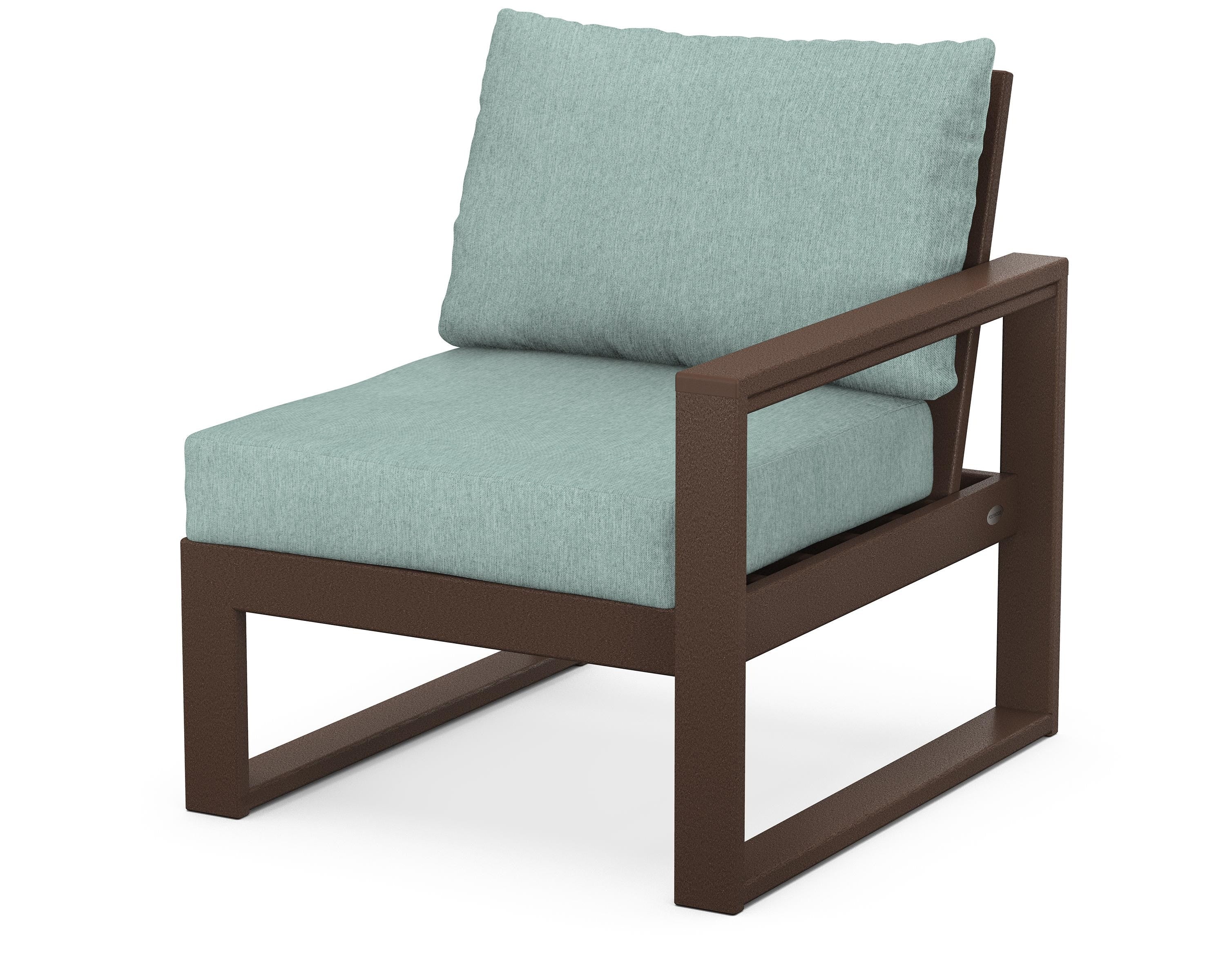 POLYWOOD® EDGE Modular Right Arm Chair in Mahogany / Glacier Spa