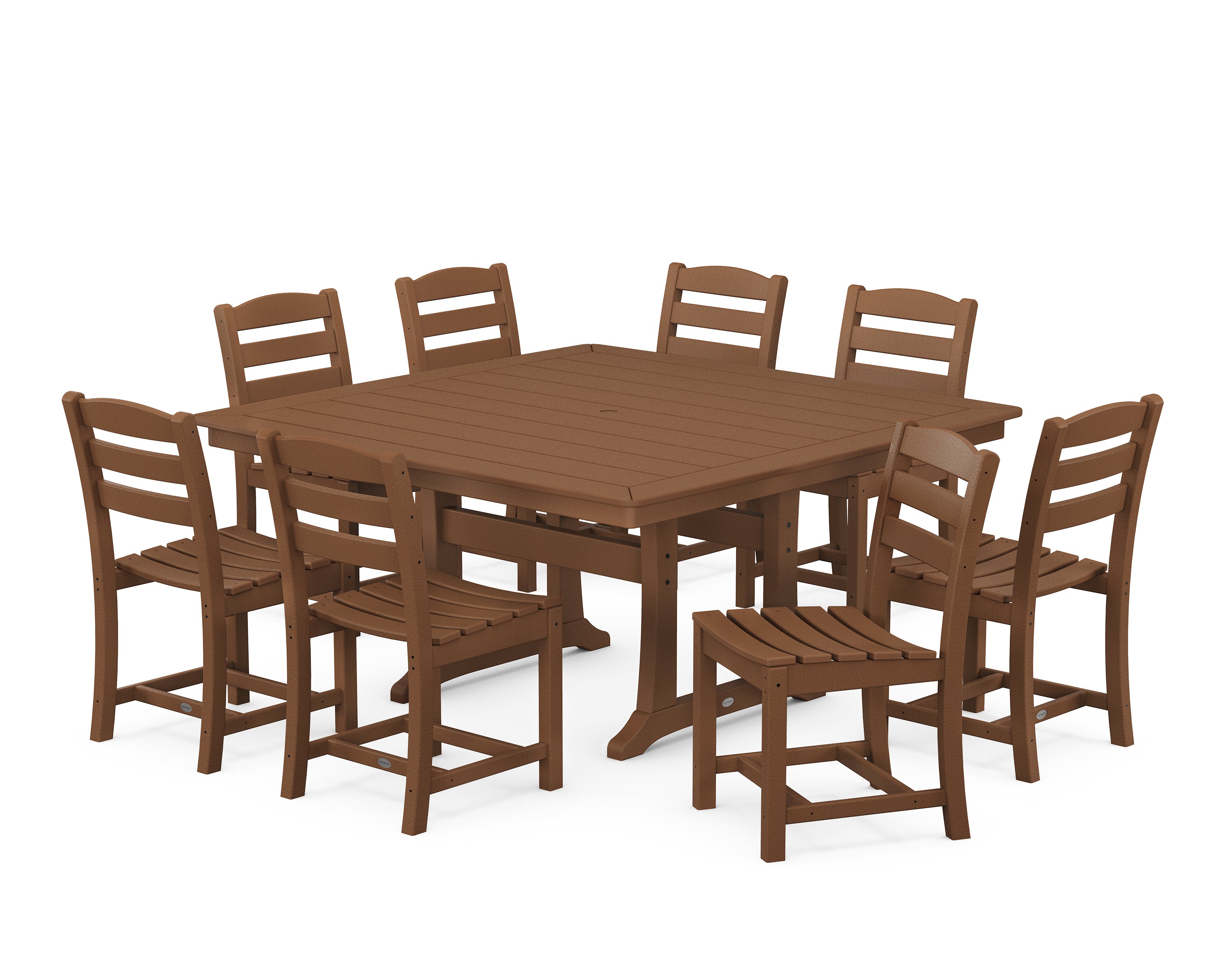 POLYWOOD® La Casa Café 9-Piece Nautical Trestle Dining Set in Teak