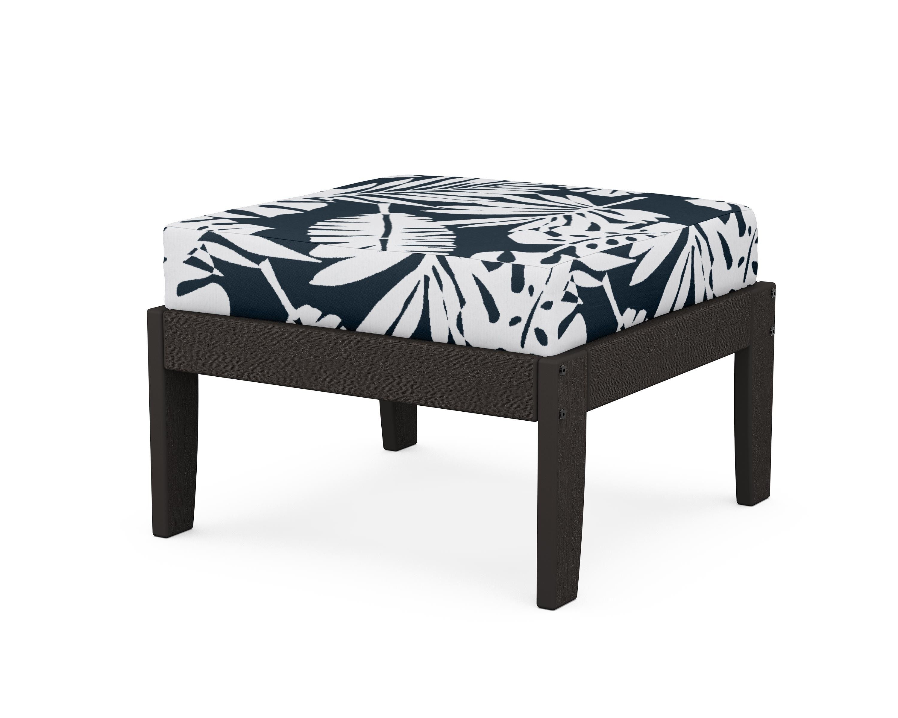 Unbranded Modular Ottoman - Classic in Vintage Coffee / Leaf Marine Indigo
