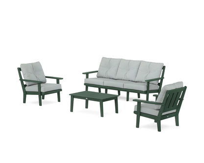 POLYWOOD® Oxford 4-Piece Deep Seating Set with Sofa in Green / Spa