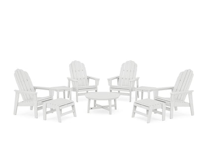 POLYWOOD® Vineyard Grand Upright Adirondack 9-Piece Conversation Set in White