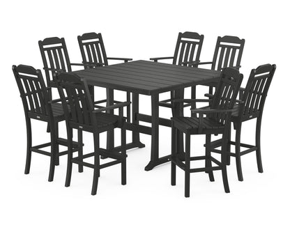 Country Living Cottage 9-Piece Farmhouse Bar Set with Trestle Legs in Black
