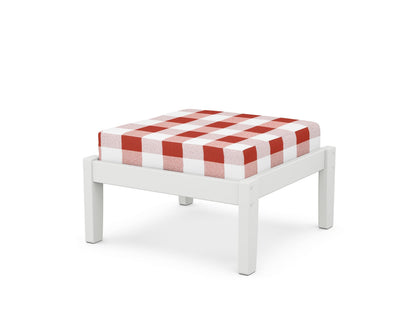 Unbranded Deep Seating Ottoman in White / Buffalo Plaid Crimson