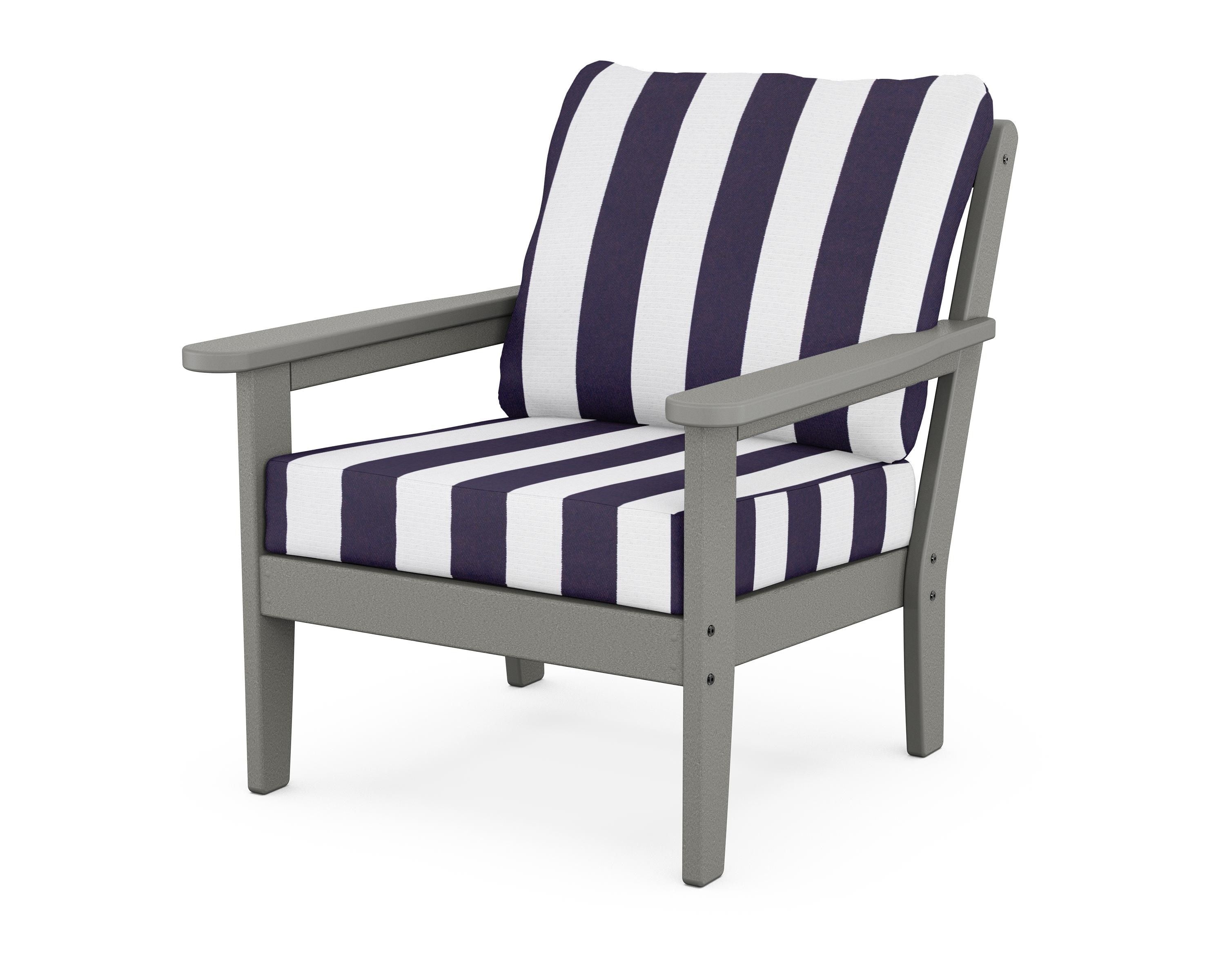 Country Living Cottage Deep Seating Chair in Slate Grey / Cabana Stripe Navy