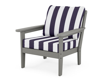 Country Living Cottage Deep Seating Chair in Slate Grey / Cabana Stripe Navy