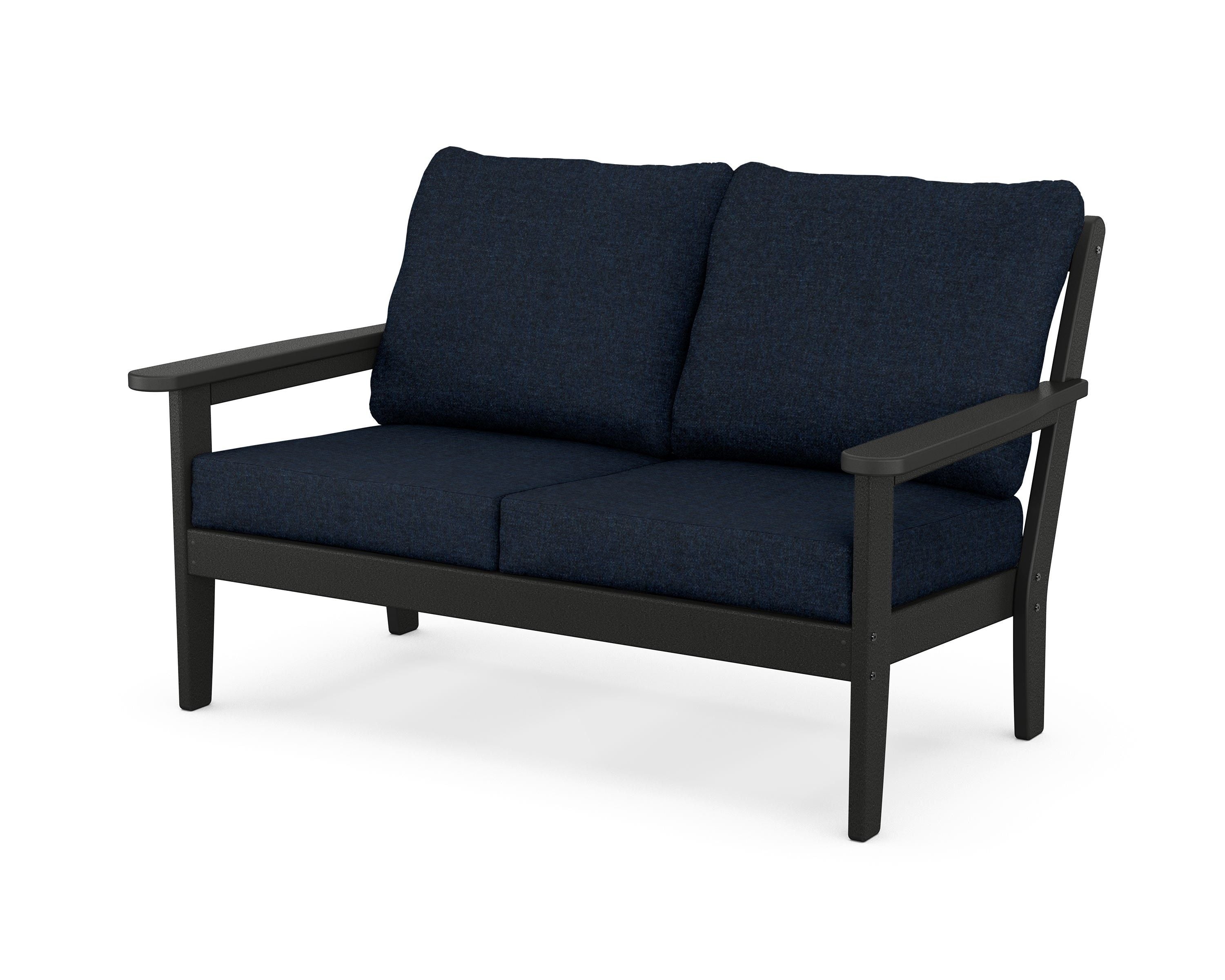 Country Living Cottage Deep Seating Loveseat in Black / Marine Indigo