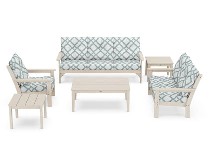 POLYWOOD® Vineyard 6-Piece Deep Seating Set in Sand / Trellis Glacier Spa