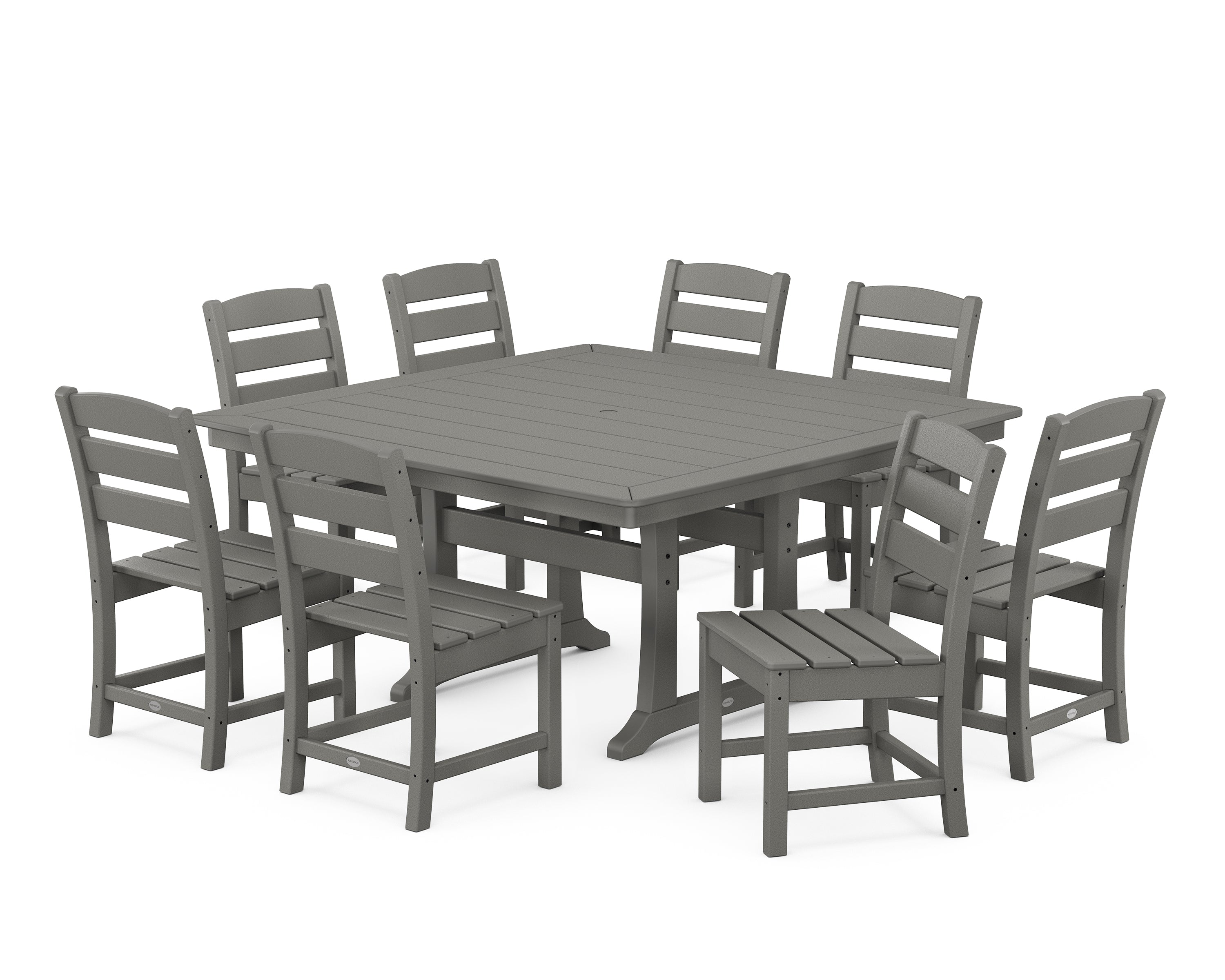 POLYWOOD® Lakeside 9-Piece Nautical Trestle Dining Set in Slate Grey