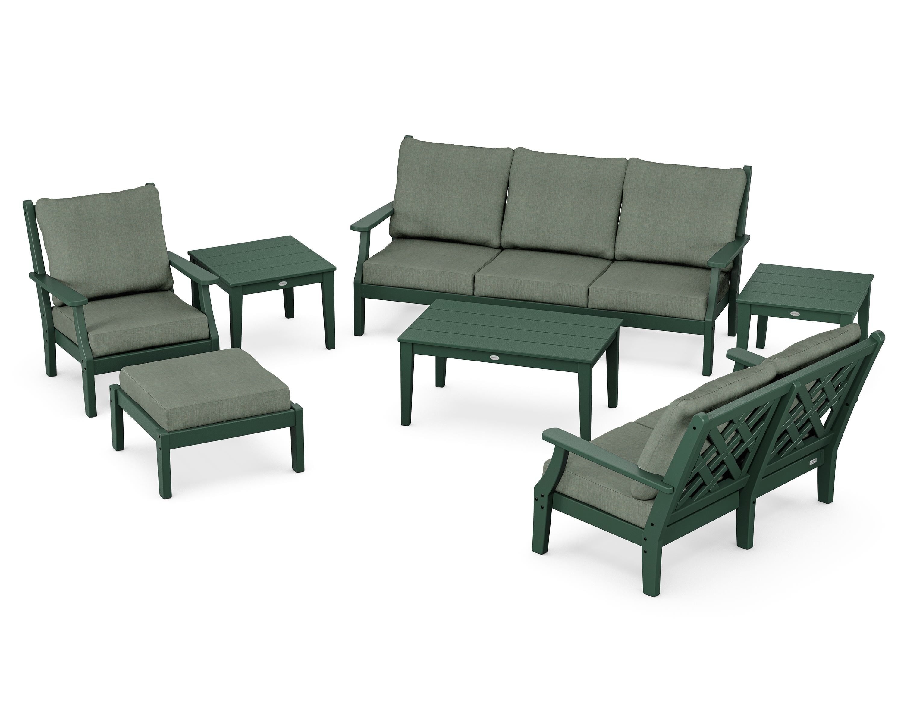 Country Living Wovendale 7-Piece Deep Seating Set in Green / Cast Sage