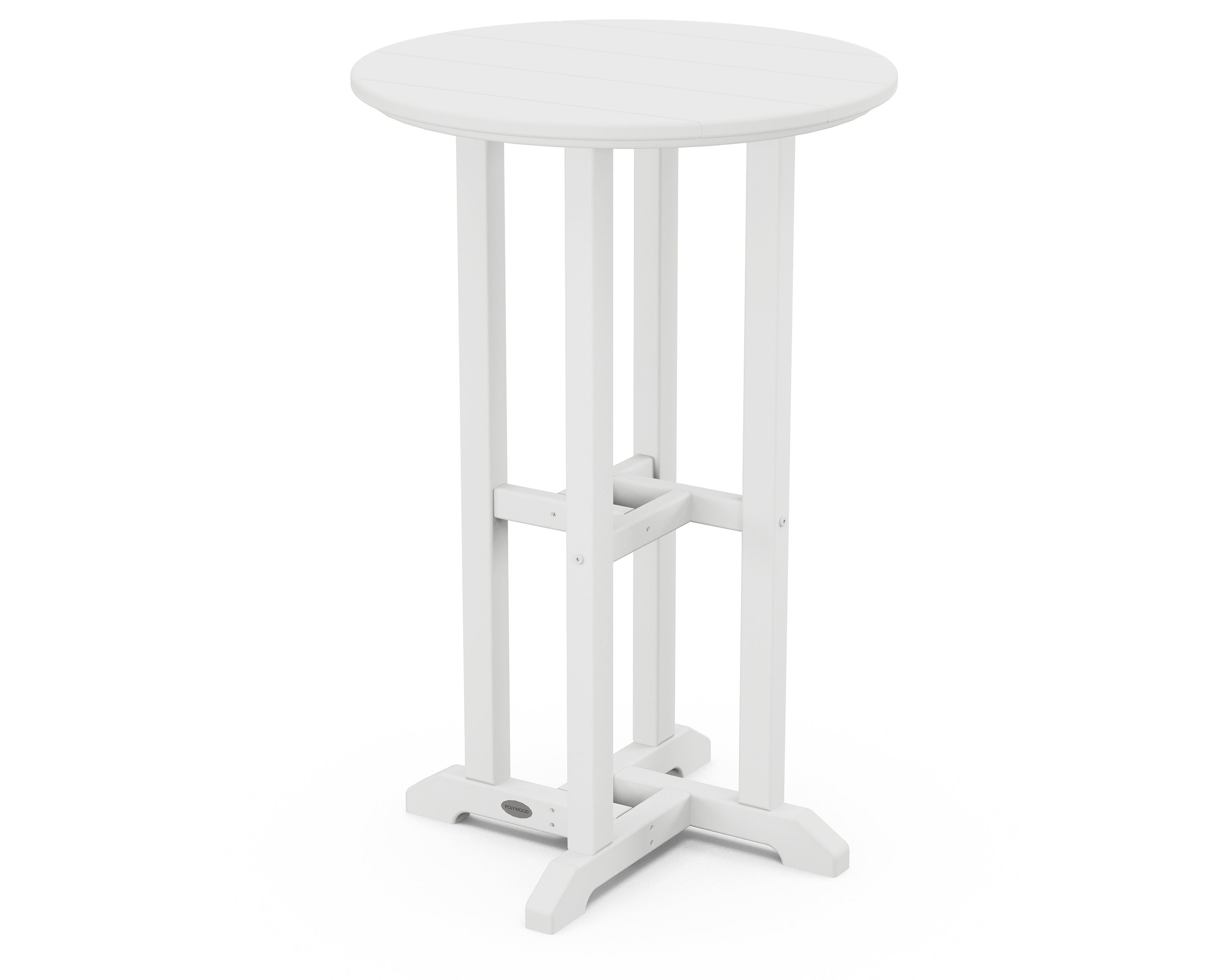 POLYWOOD® 24" Round Farmhouse Counter Bistro Table in White
