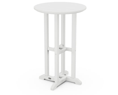 POLYWOOD® 24" Round Farmhouse Counter Bistro Table in White