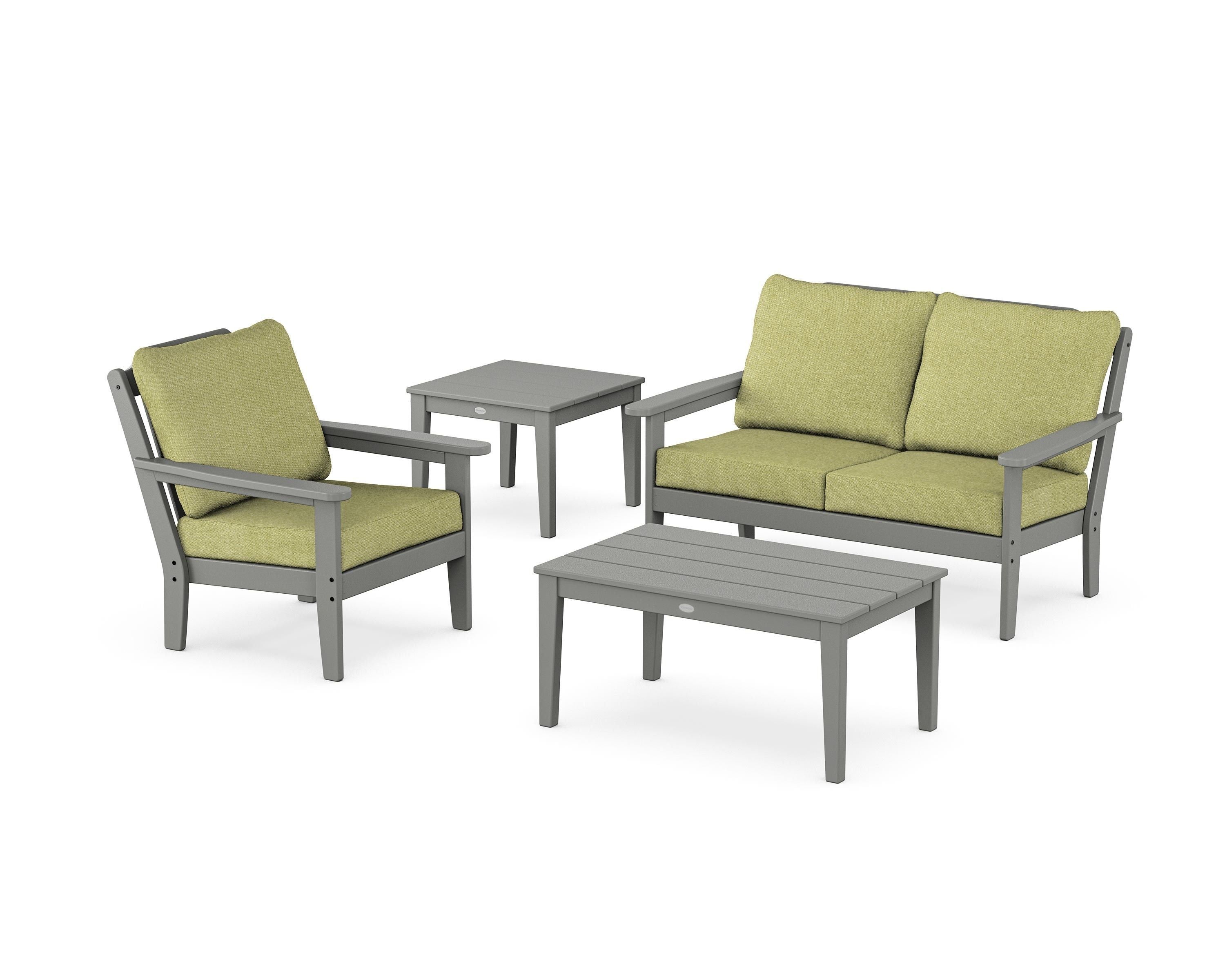 Country Living Wovendale 4-Piece Deep Seating Set in Slate Grey / Chartreuse Boucle