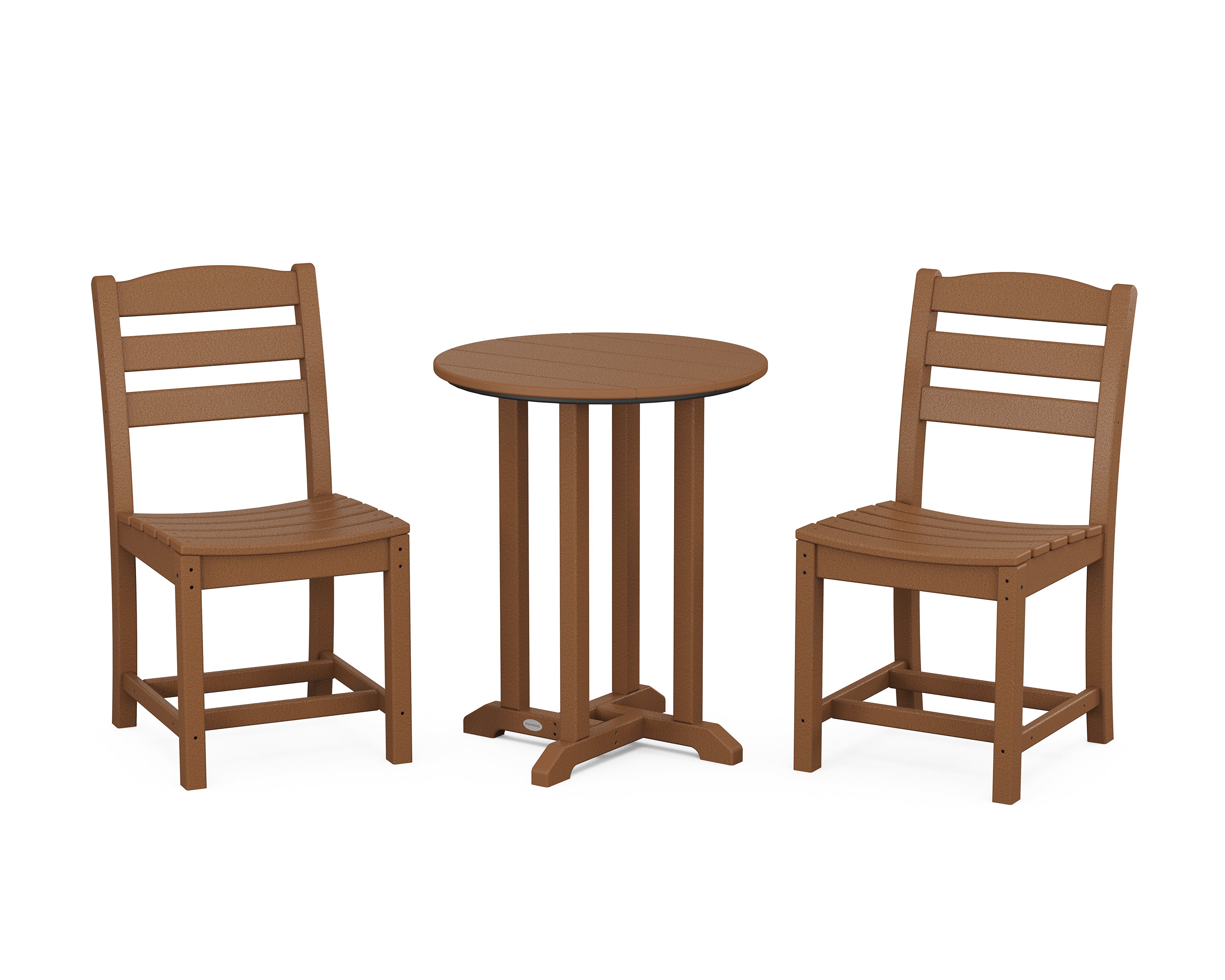 POLYWOOD® La Casa Café Side Chair 3-Piece Round Bistro Dining Set in Teak