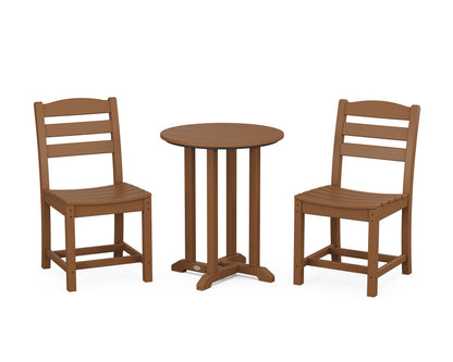 POLYWOOD® La Casa Café Side Chair 3-Piece Round Bistro Dining Set in Teak