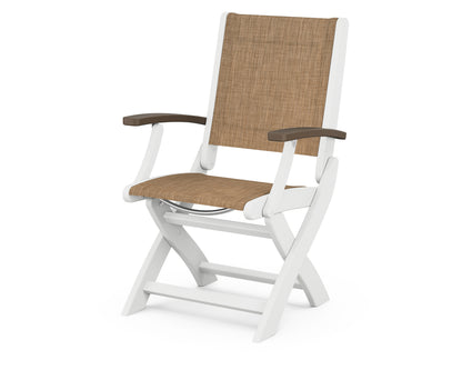 POLYWOOD® Coastal Folding Chair in White / Kona / Burlap Sling