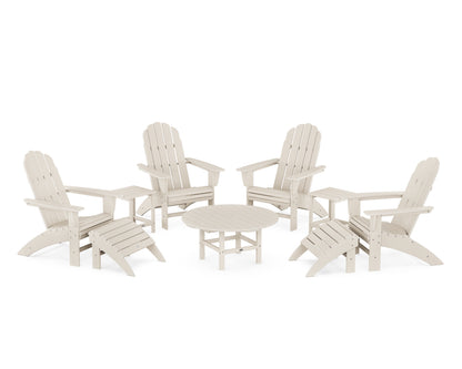 POLYWOOD® Vineyard Curveback Adirondack Chair 9-Piece Conversation Set in Sand
