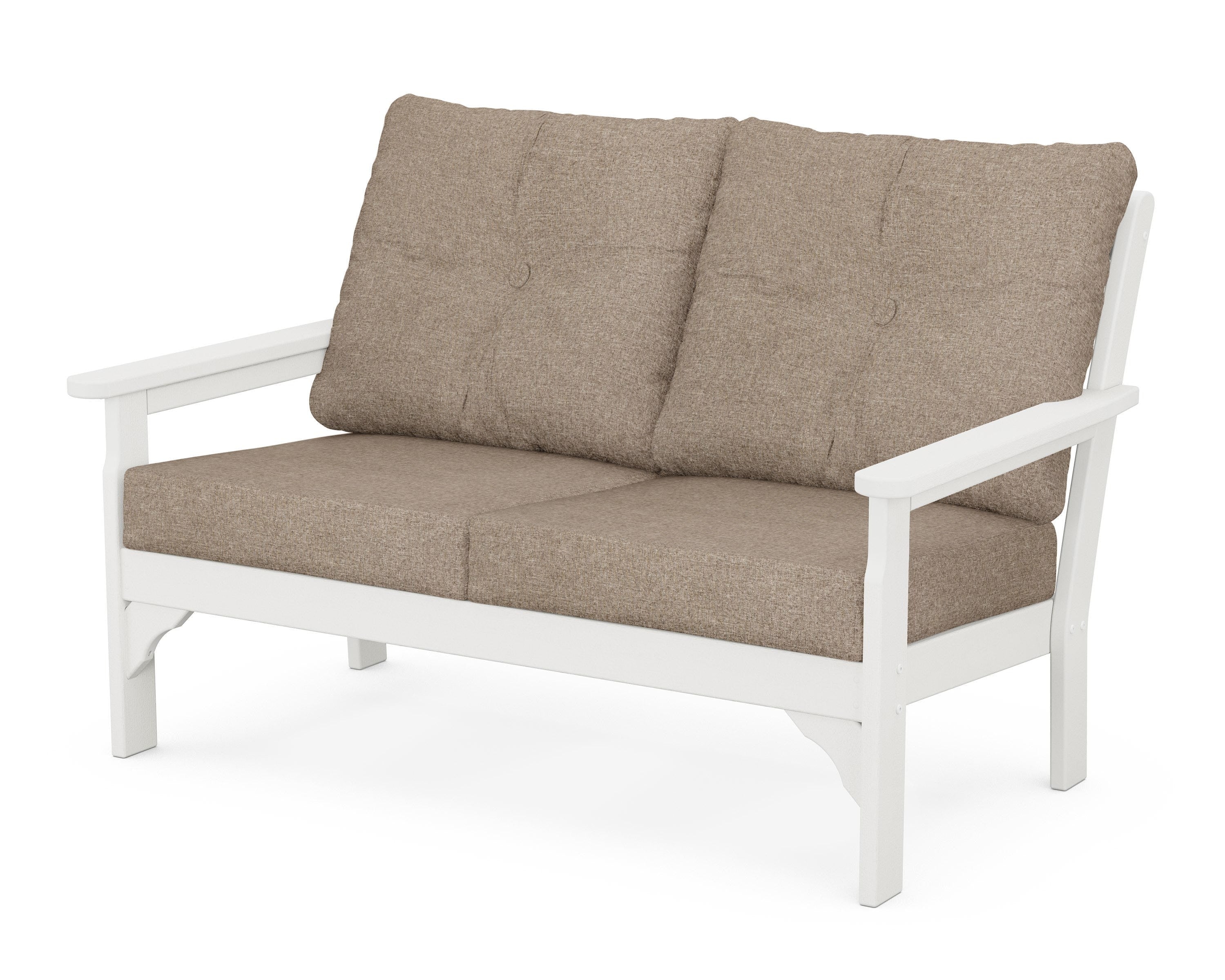 POLYWOOD® Vineyard Deep Seating Loveseat in Vintage White / Spiced Burlap