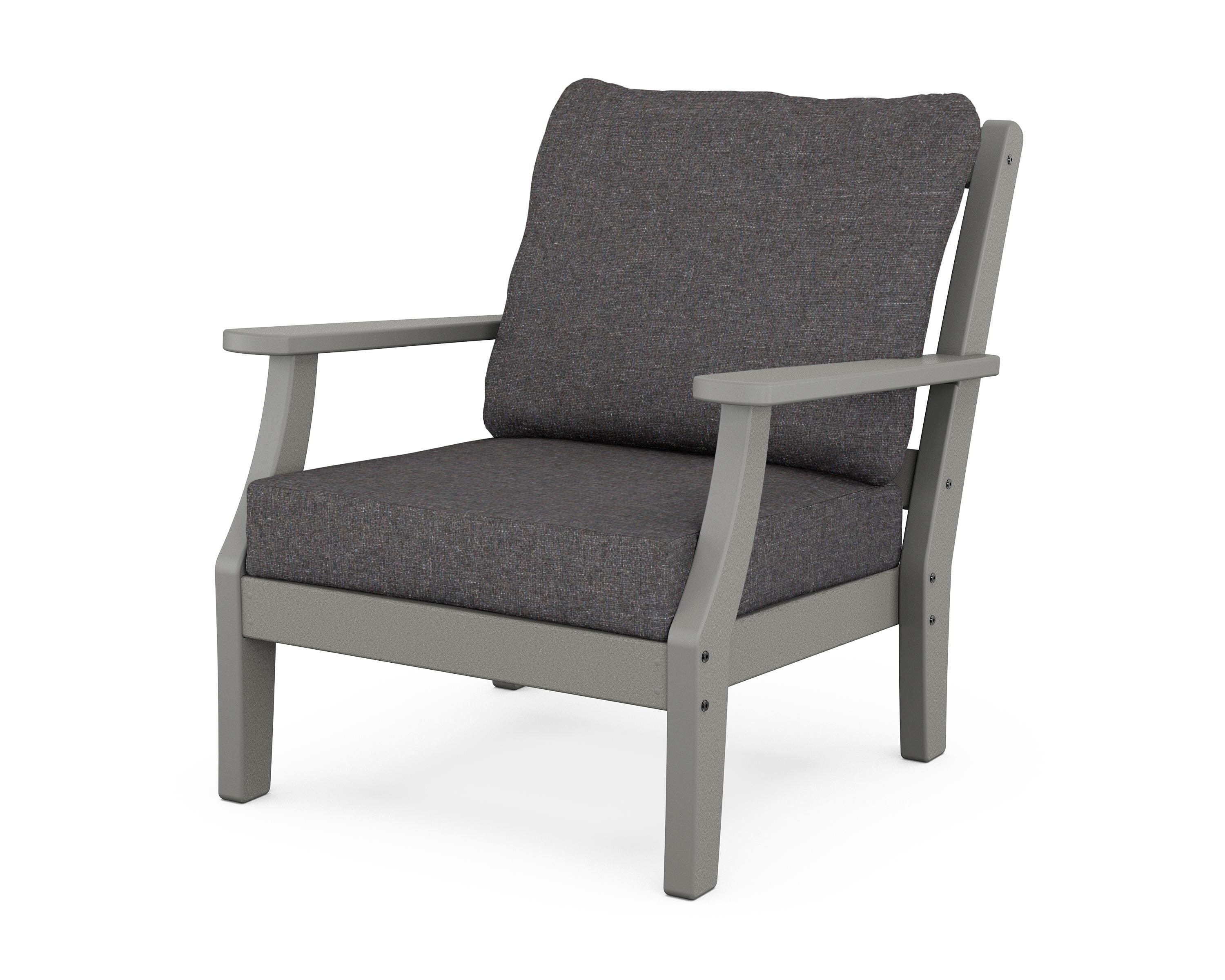 Martha Stewart by POLYWOOD® Chinoiserie Deep Seating Chair in Slate Grey / Ash Charcoal