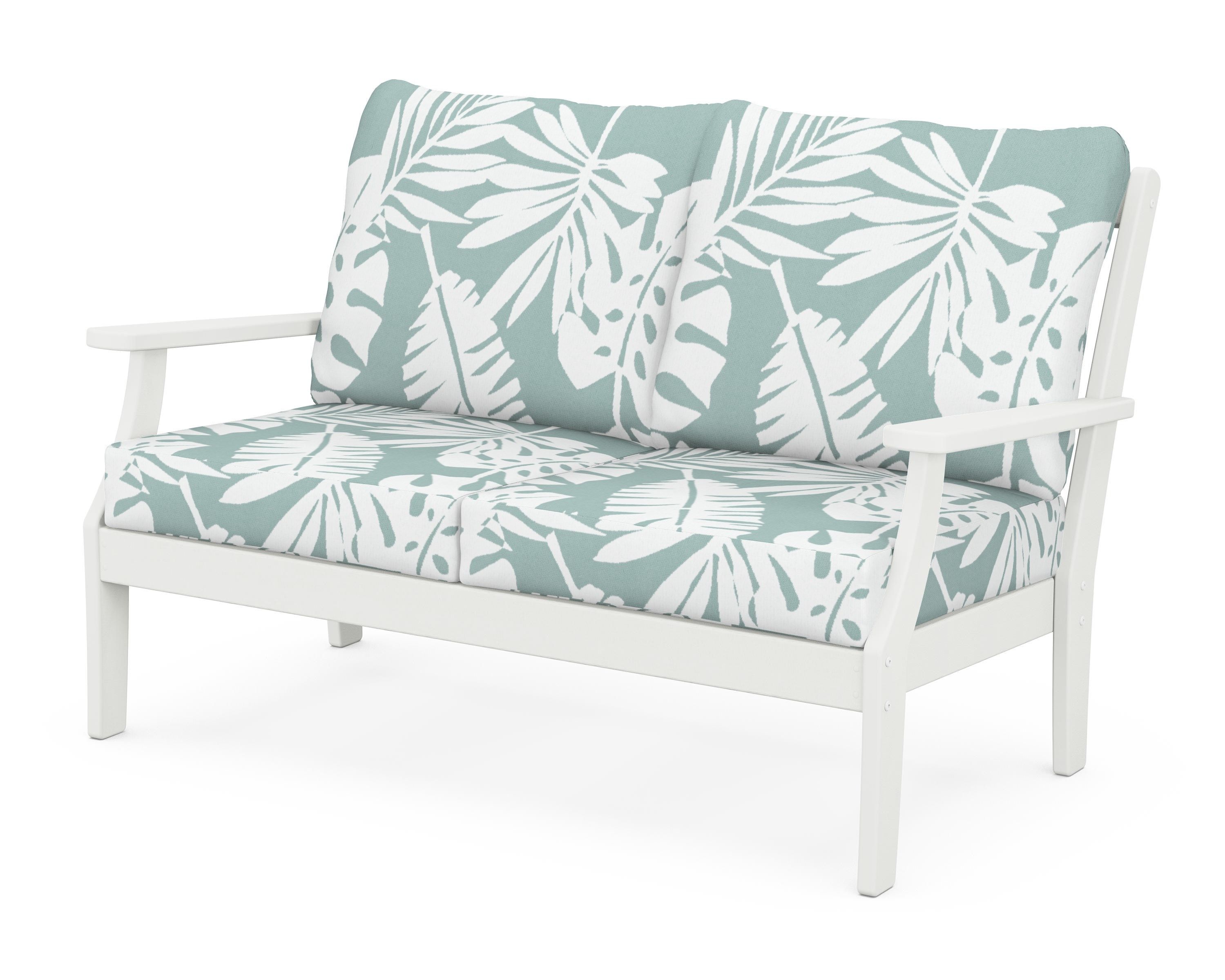 POLYWOOD® Braxton Deep Seating Loveseat in Vintage White / Leaf Glacier Spa