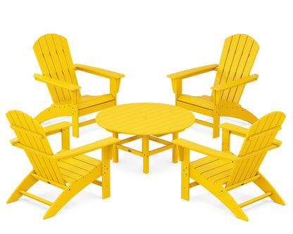 POLYWOOD® Nautical 5-Piece Adirondack Chair Conversation Set in Lemon