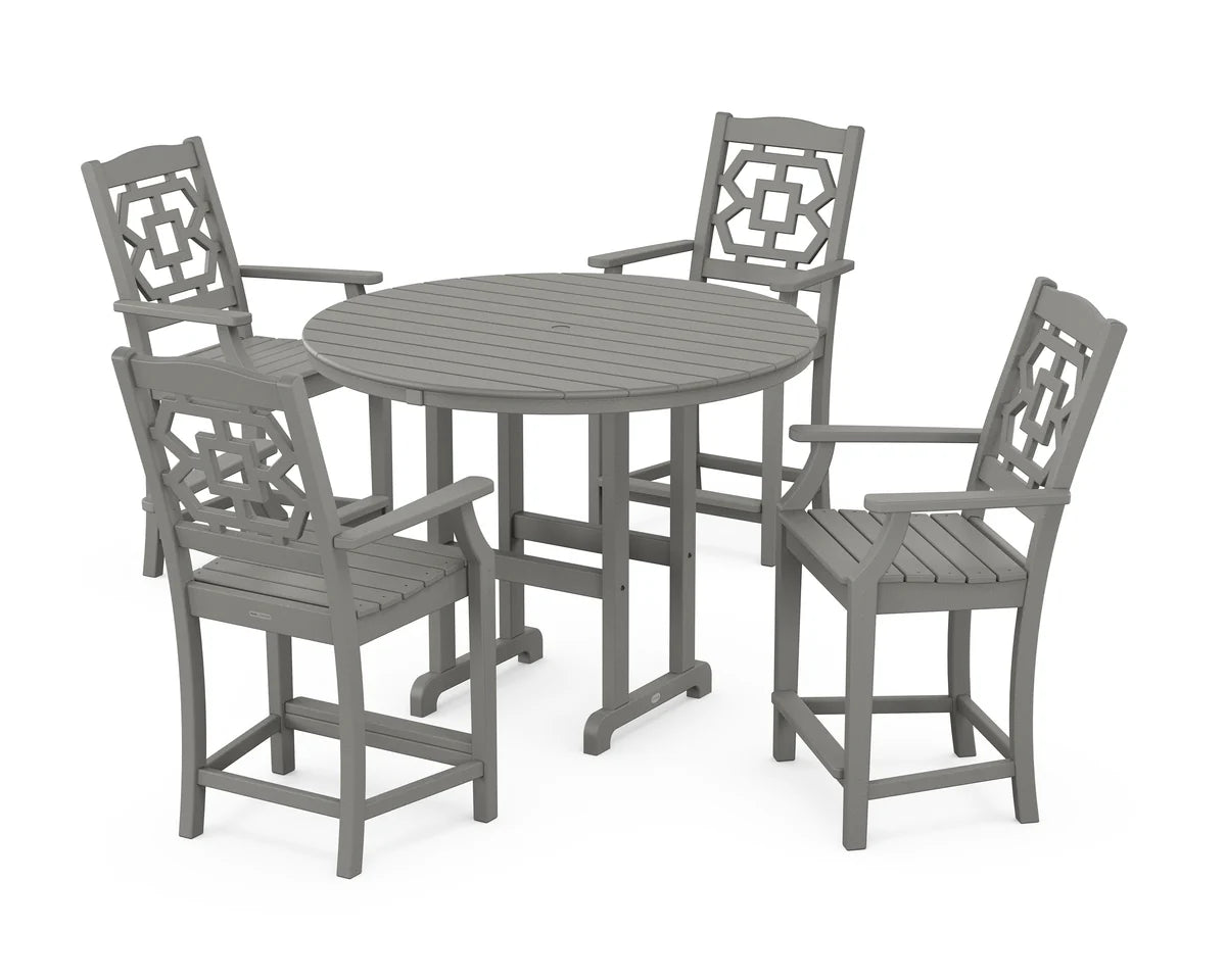 Chinoiserie 5-Piece Round Farmhouse Counter Set