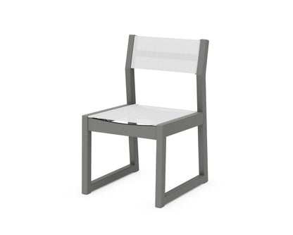 POLYWOOD® EDGE Sling Dining Side Chair in Slate Grey / White Sling