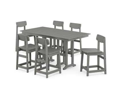 POLYWOOD® Modern Studio Urban Counter Chair 7-Piece Set in Slate Grey