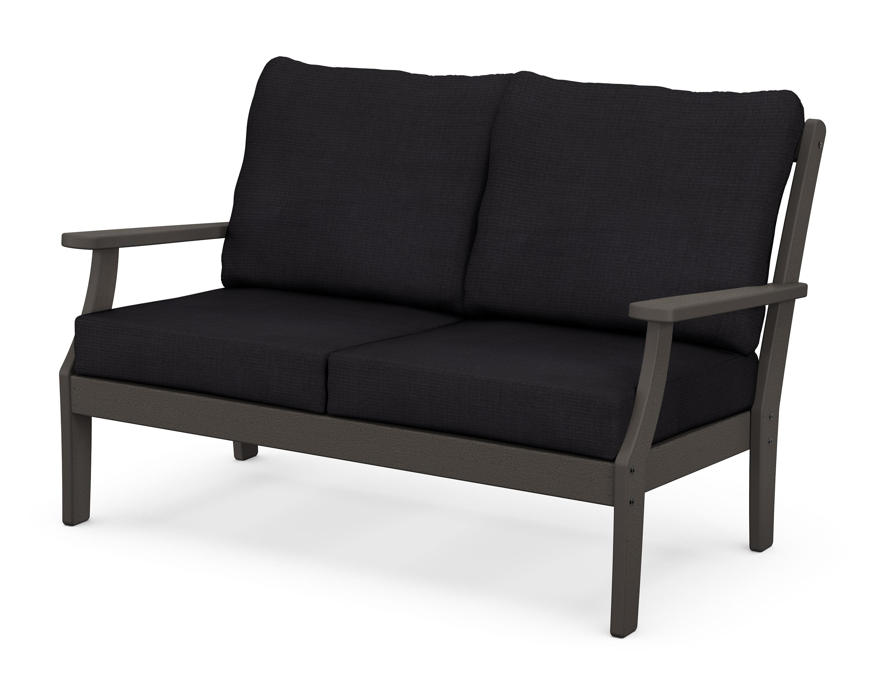 POLYWOOD® Braxton Deep Seating Loveseat in Vintage Coffee / Midnight Linen