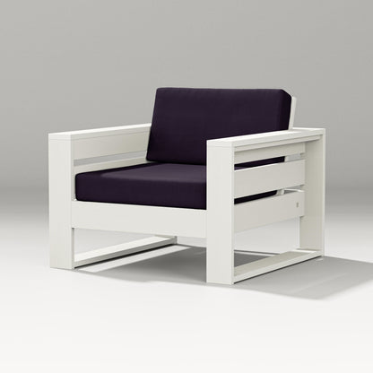 PW Designer Series Latitude Lounge Chair in Vintage White / Navy Linen