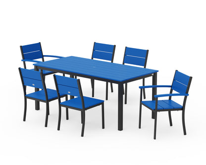POLYWOOD® Main Street 7-Piece Dining Set in Black / Pacific Blue