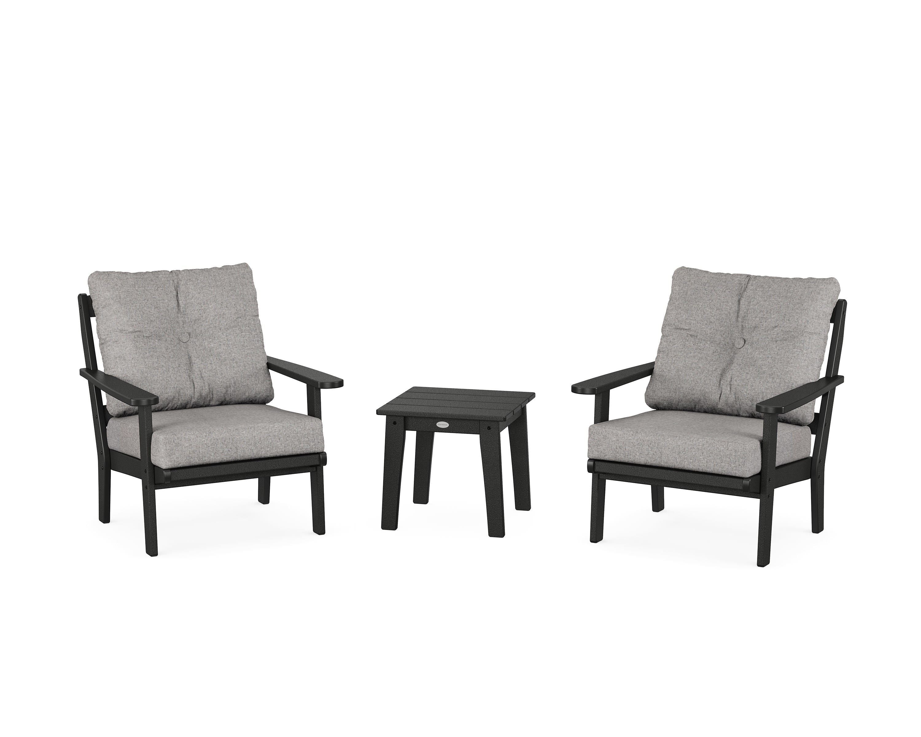 POLYWOOD® Mission 3-Piece Deep Seating Set in Black / Grey Mist