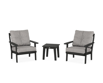 POLYWOOD® Mission 3-Piece Deep Seating Set in Black / Grey Mist