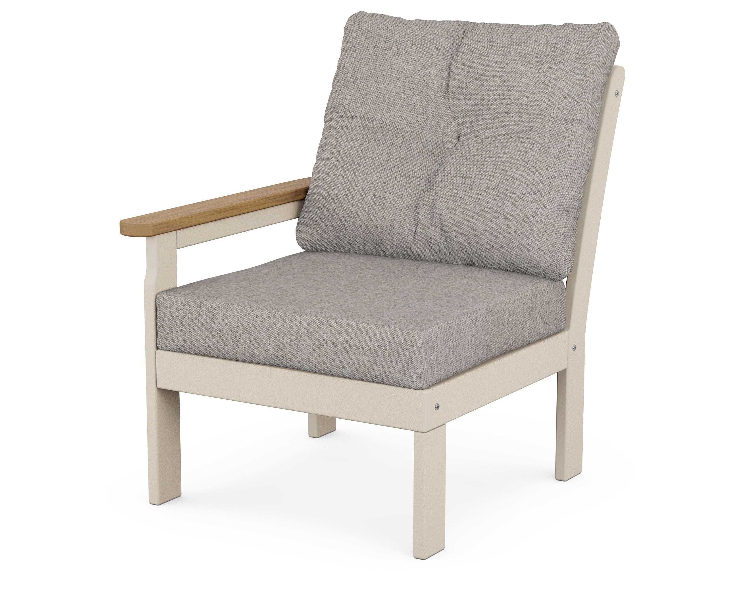 POLYWOOD® Vineyard Modular Left Arm Chair in Sand / Natural / Weathered Tweed