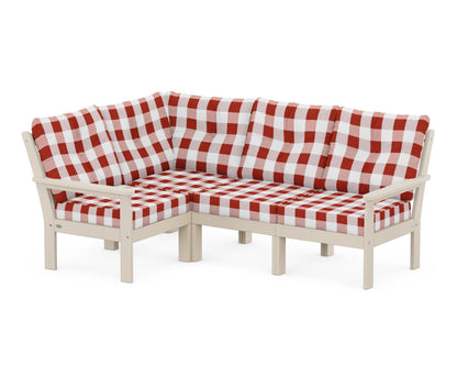 POLYWOOD® Vineyard 4-Piece Sectional in Sand / Buffalo Plaid Crimson