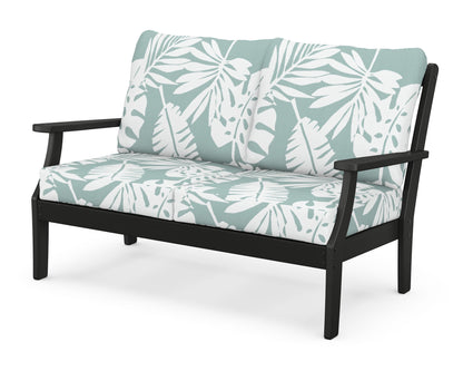 POLYWOOD® Braxton Deep Seating Loveseat in Black / Leaf Glacier Spa
