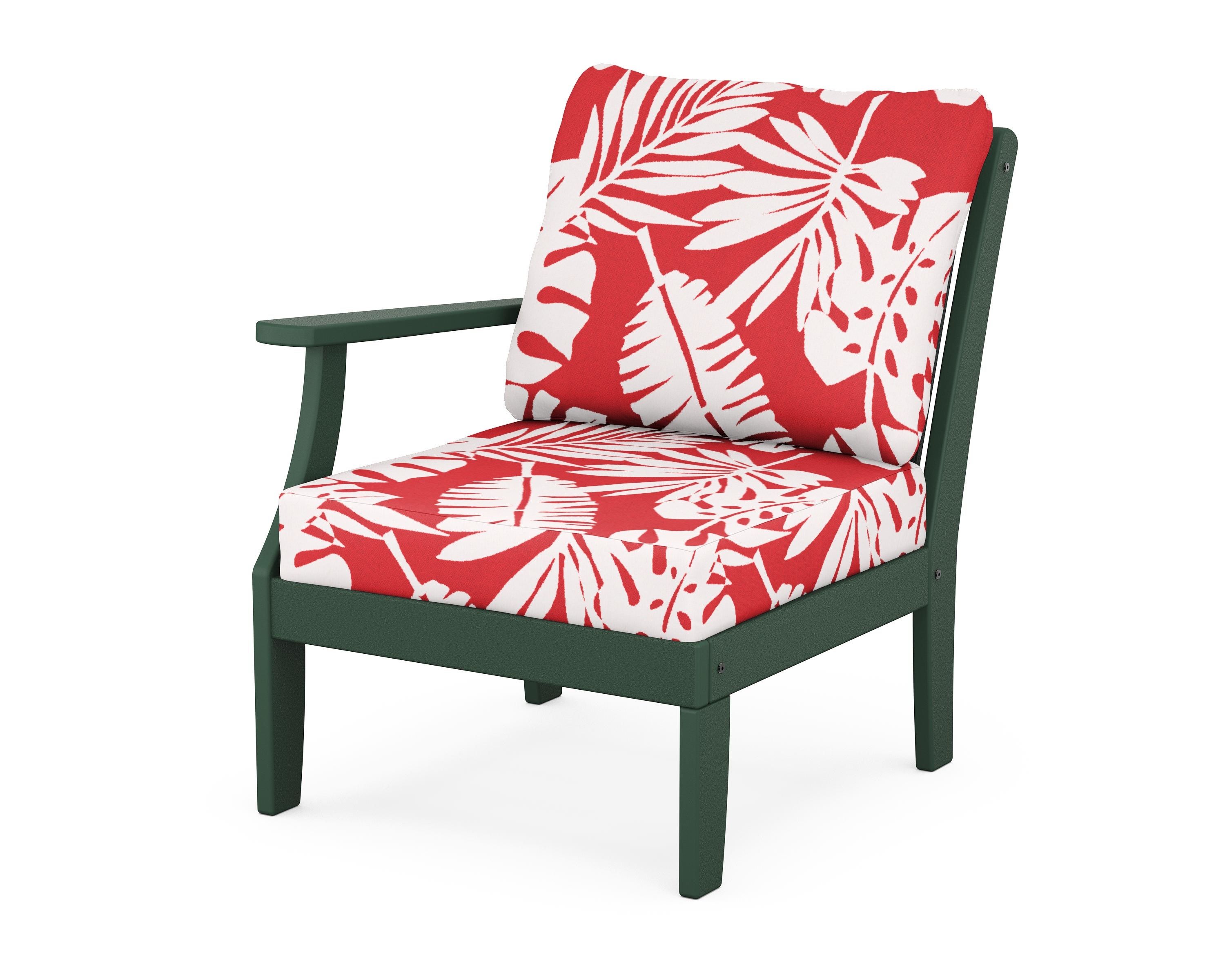 POLYWOOD® Braxton Modular Left Arm Chair in Green / Leaf Crimson