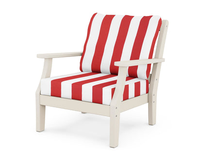 Martha Stewart by POLYWOOD® Chinoiserie Deep Seating Chair in Sand / Cabana Stripe Crimson