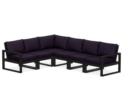 POLYWOOD® EDGE 6-Piece Modular Deep Seating Set in Black / Navy Linen